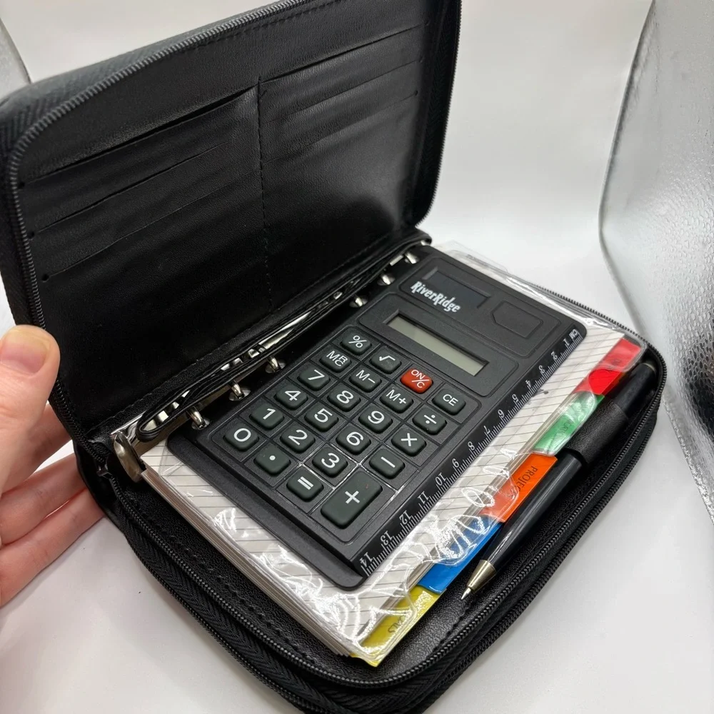 River Ridge Personal & Business Black Leather Organizer